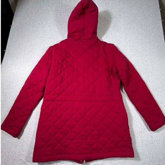 Lauren Ralph Lauren Women’s Large Red Quilted Barn Jacket Button/Zip Front Warm - Picture 2 of 12